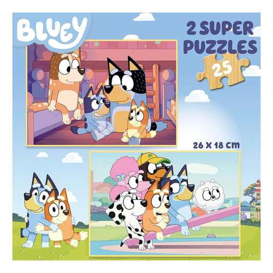 Bluey 2 in 1 Wooden Puzzle – Educa - 2x25 Pieces