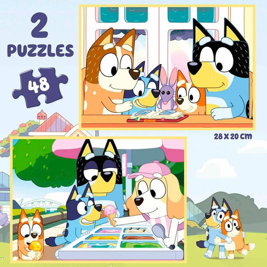 Suitcase 2 Bluey Puzzles – Educa - 2x48 Pieces