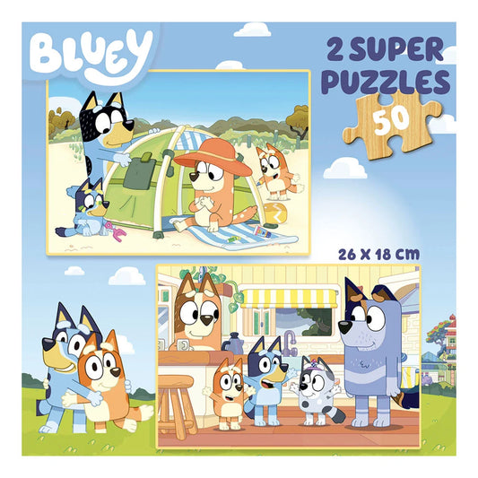 Bluey 2 in 1 Wooden Puzzle – Educa - 2x50 Pieces