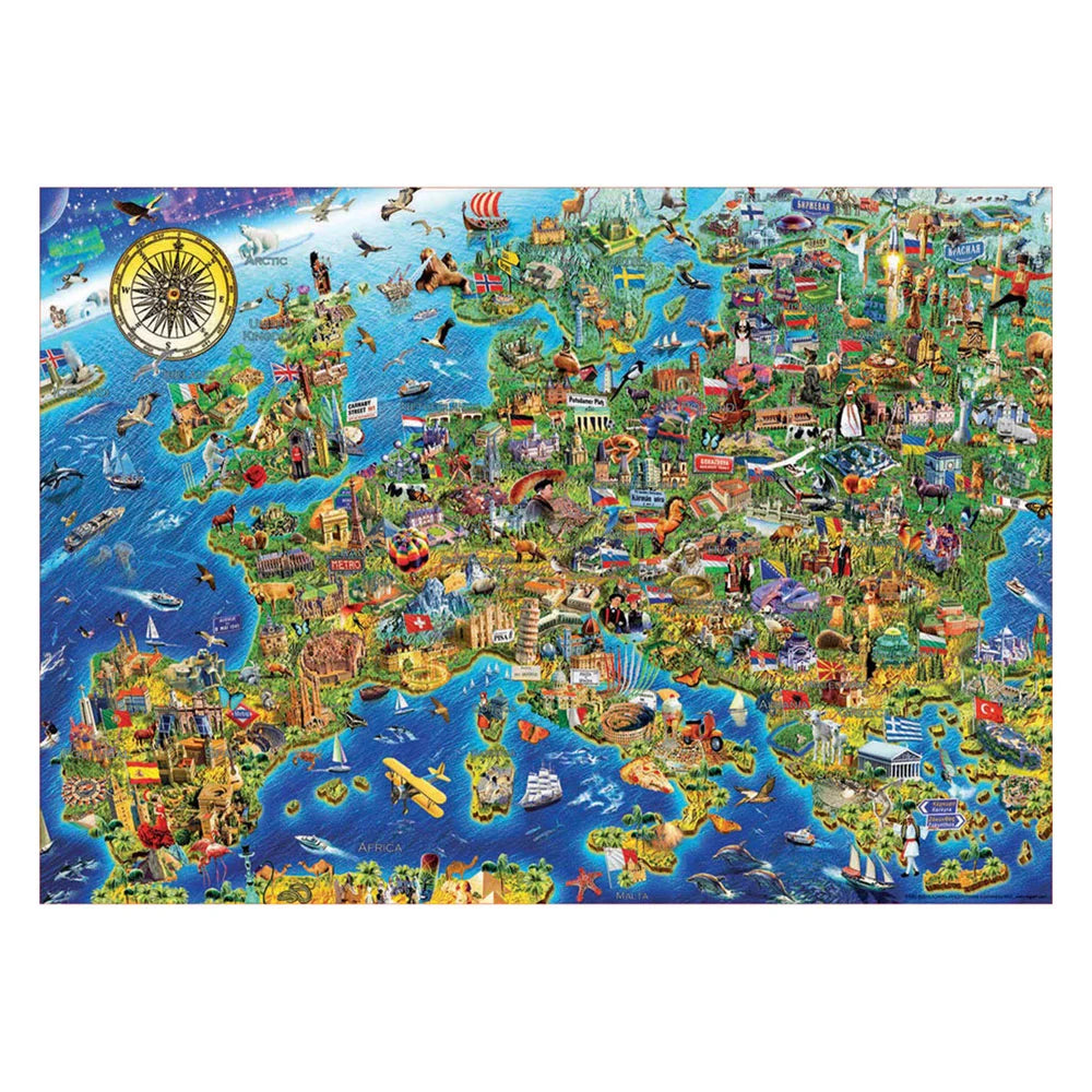 Illustrated Map of Europe Puzzle - Educa - 500 pieces