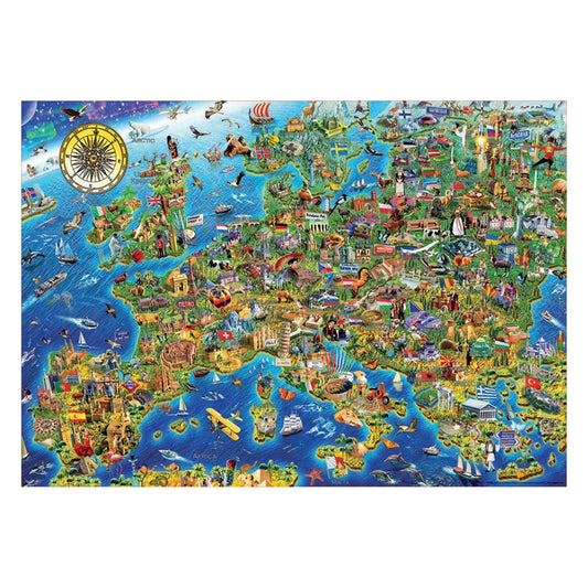 Illustrated Map of Europe Puzzle - Educa - 500 pieces