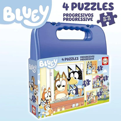 Set of 4 Bluey Progressive Puzzles – Educa - 12, 16, 20 and 25 Pieces