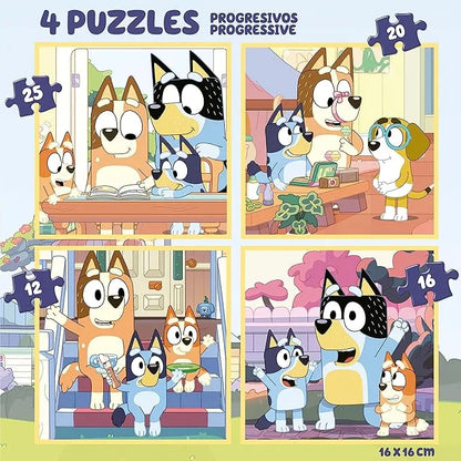 Set of 4 Bluey Progressive Puzzles – Educa - 12, 16, 20 and 25 Pieces