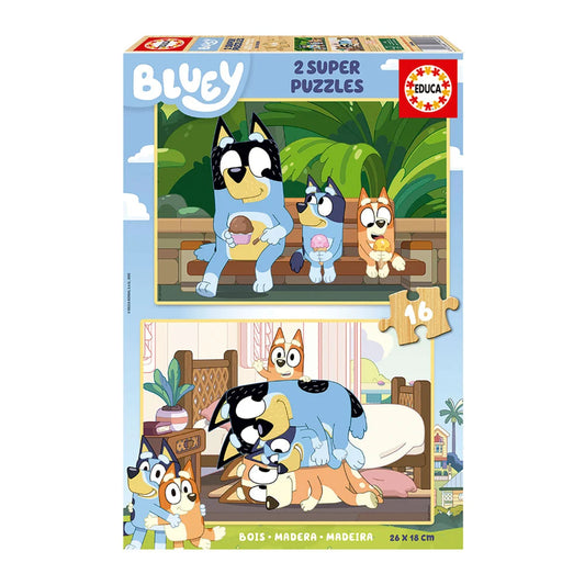 Bluey 2 in 1 Wooden Puzzle – Educa - 2x16 Pieces