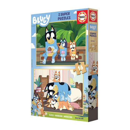 Bluey 2 in 1 Wooden Puzzle – Educa - 2x16 Pieces
