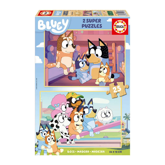 Bluey 2 in 1 Wooden Puzzle – Educa - 2x25 Pieces