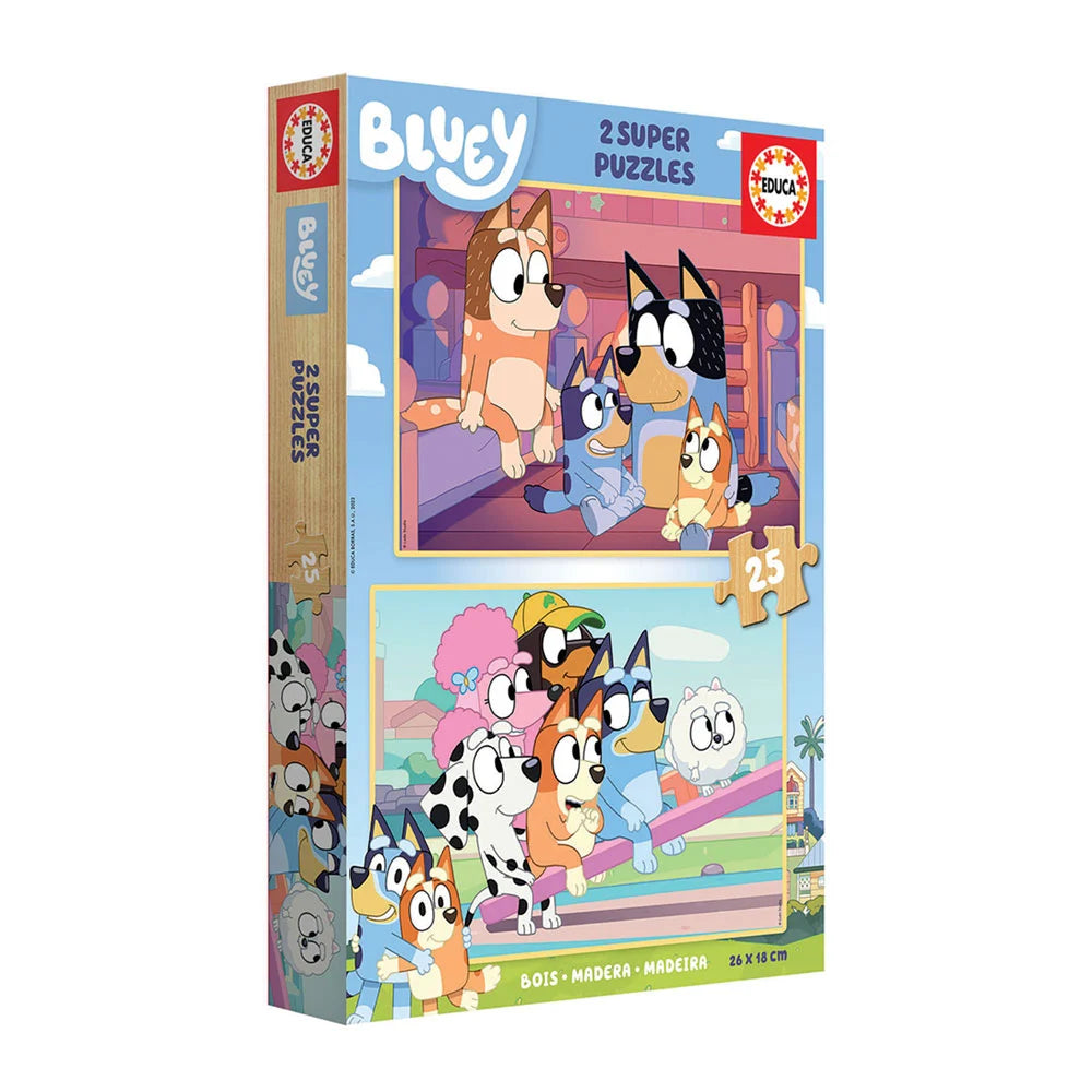 Bluey 2 in 1 Wooden Puzzle – Educa - 2x25 Pieces