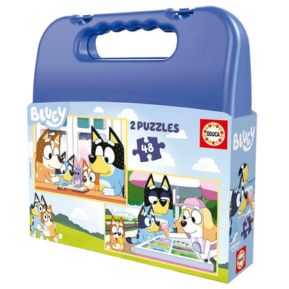 Suitcase 2 Bluey Puzzles – Educa - 2x48 Pieces