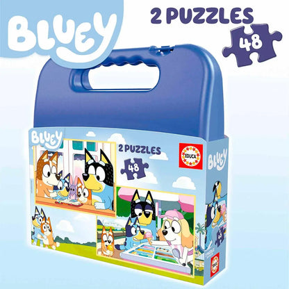 Suitcase 2 Bluey Puzzles – Educa - 2x48 Pieces