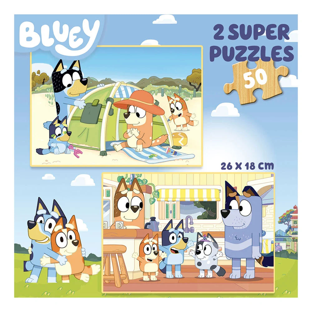 Bluey 2 in 1 Wooden Puzzle – Educa - 2x50 Pieces