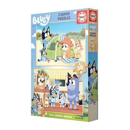 Bluey 2 in 1 Wooden Puzzle – Educa - 2x50 Pieces
