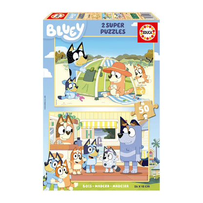 Bluey 2 in 1 Wooden Puzzle – Educa - 2x50 Pieces