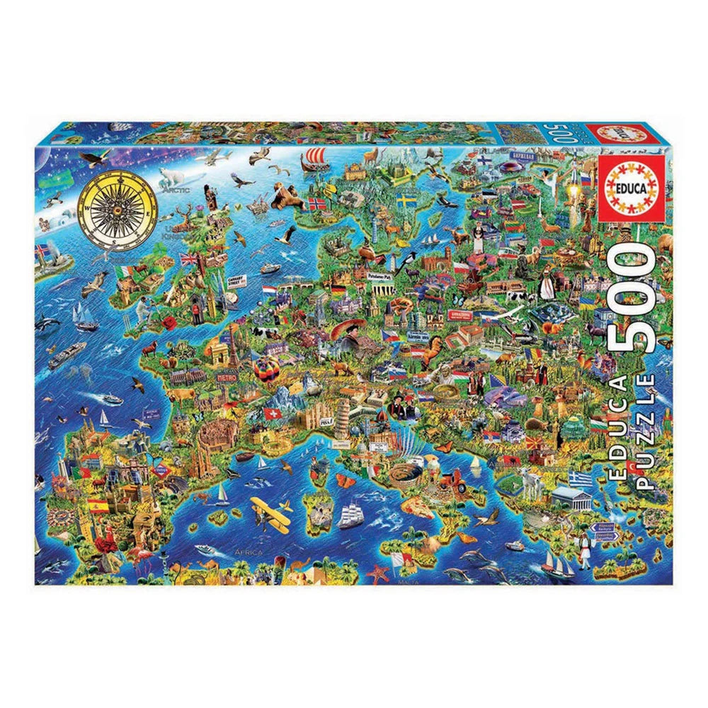 Illustrated Map of Europe Puzzle - Educa - 500 pieces