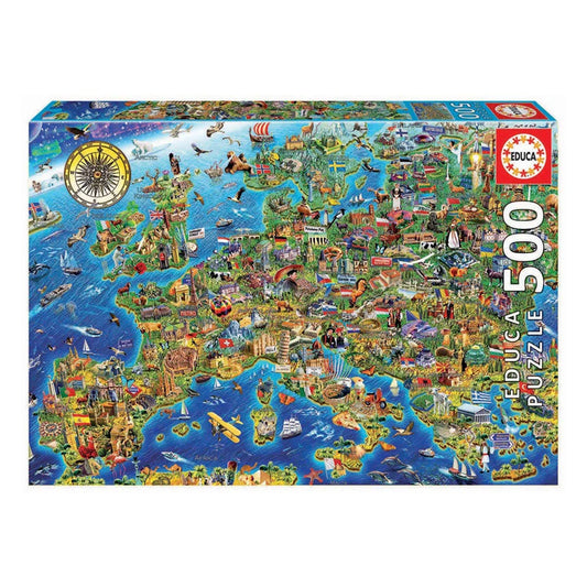 Illustrated Map of Europe Puzzle - Educa - 500 pieces
